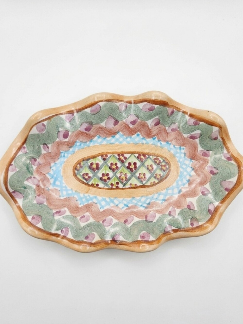 Vtg Mackenzie Childs Fluted Platter "Heather" Pattern - Retired